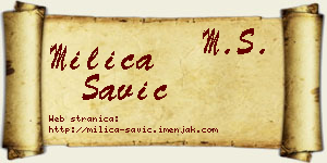 Milica Savić vizit kartica